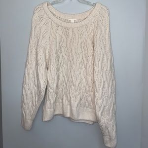 H&M Cream Chunky Cable Knit Sweater Top